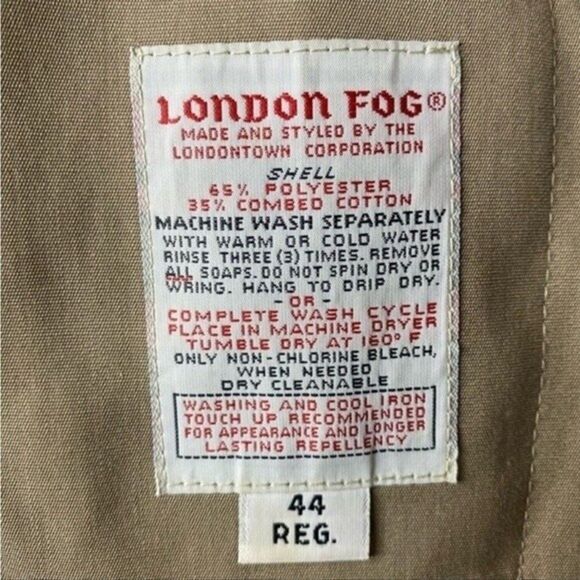 London Fog Trench Coat Men’s 44R Tan Button Front Casual Collared Winter - Picture 8 of 9